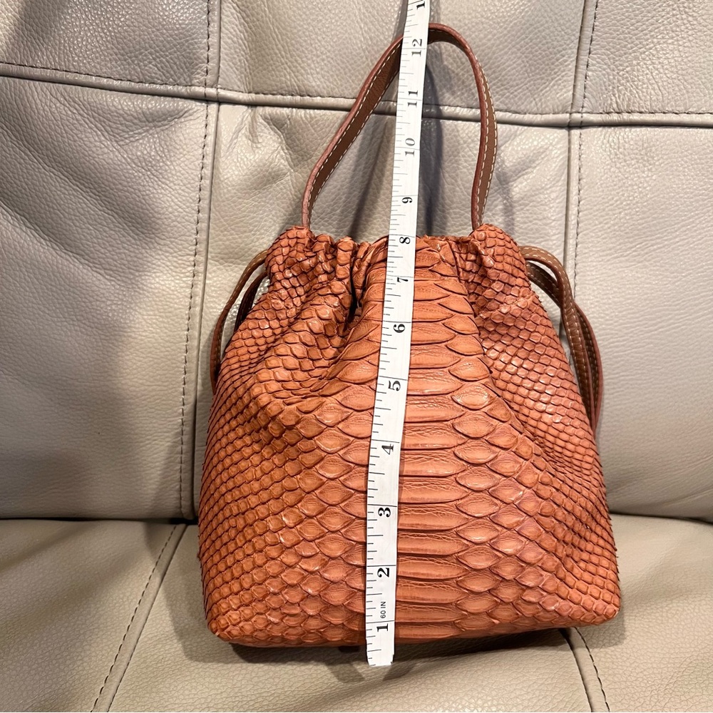 Adriana Castro Python Skin La Rossy Mini Bucket Bag Boho Chic Snake - Picture 3 of 13